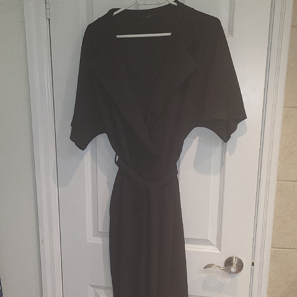 Boohoo Black Wide Leg Collared Jumpsuit